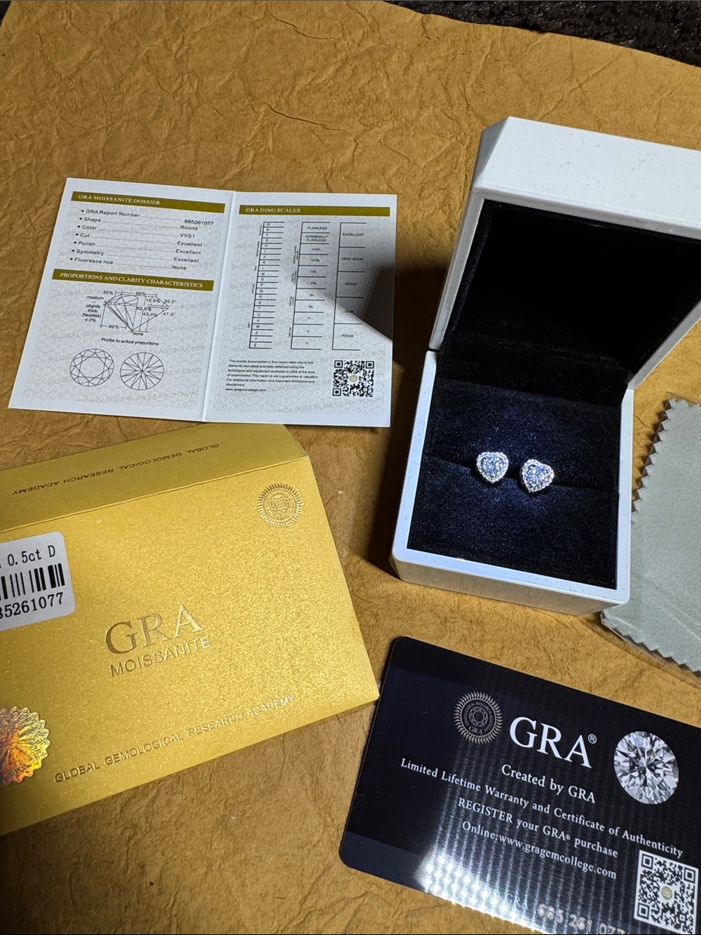 GRA Certified Moissanite Heart Stud 0.5 ct Earrings Silver Tone